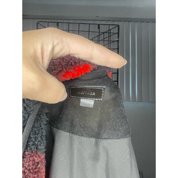 MOTHER The Funnel Neck Ribbed Checked Teddy Jacket Size L - Picture 6 of 6